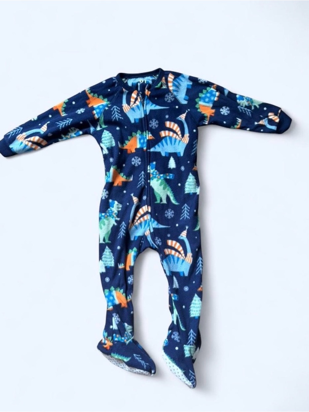 Place Navy Dino Footed One-Piece Pajamas with Colorful Dino Print